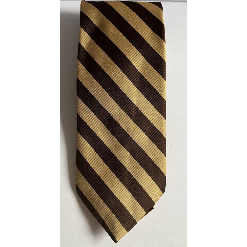 Vintage Stag Village Men's Shop Necktie Brown/Tan Striped 54.5" x 3.75"